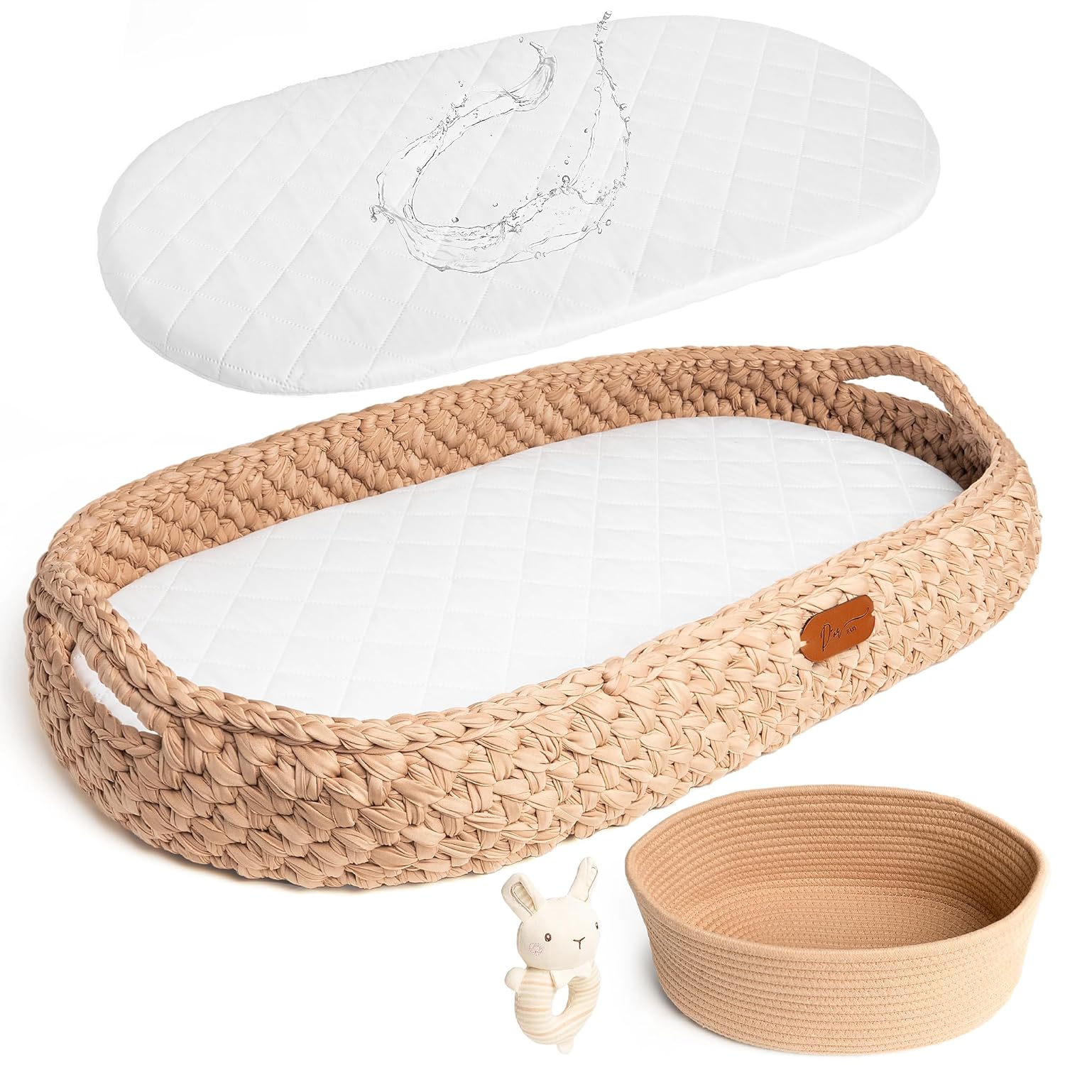 Handmade Baby Changing Basket Set with Soft Changing Pad
