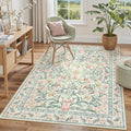 Boho Rugs for Living Room 5x7 - Machine Washable Low Pile Area Rug