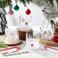 4 Pcs Christmas Icon Glass Cups 12 oz Set - Festive Candy Cane