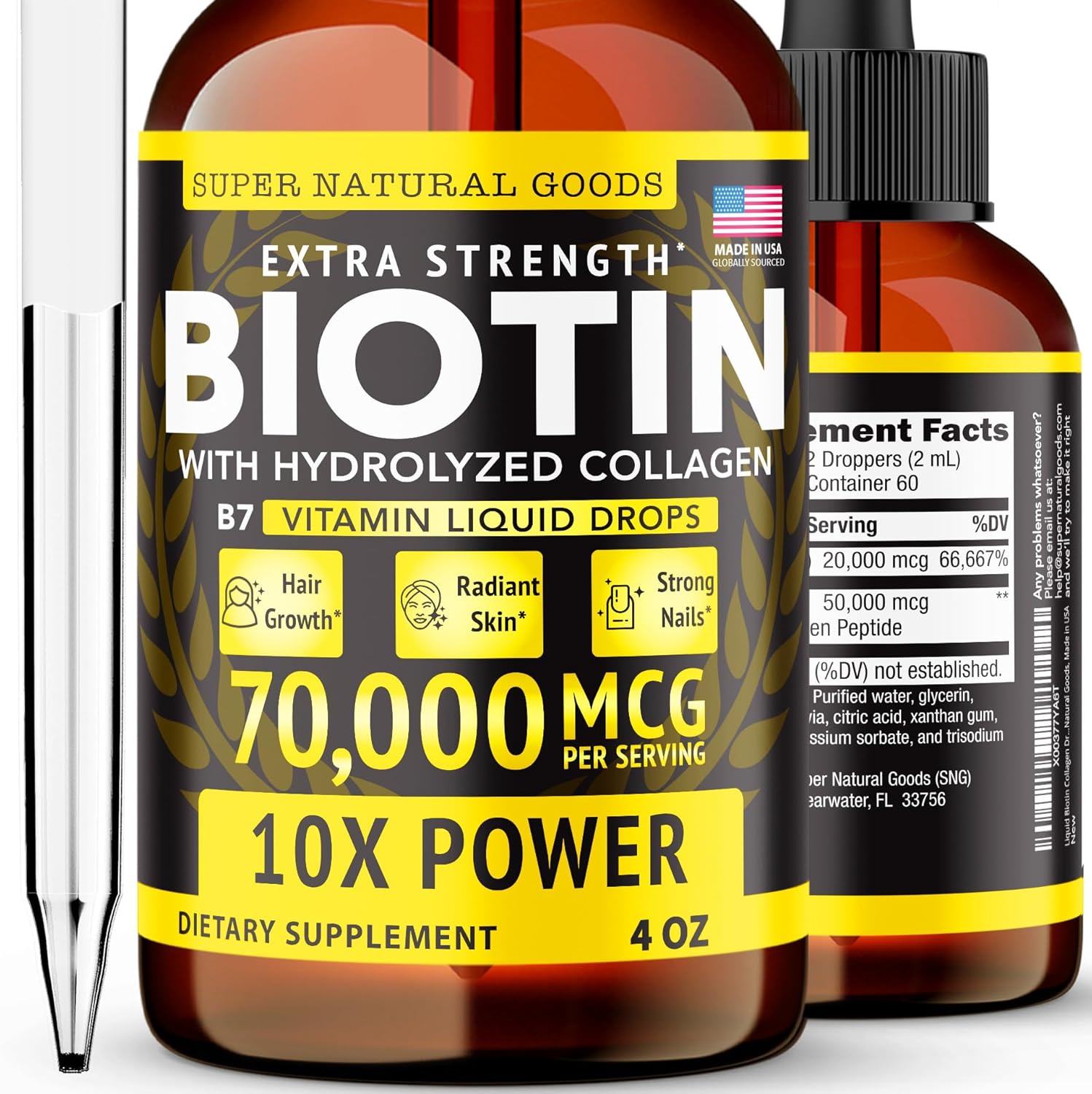 Liquid Biotin & Collagen Drops for Hair Growth and Skin Health