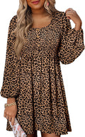 Dokotoo Womens 2025 Smocked Crewneck A-Line Mini Dress - Flattering