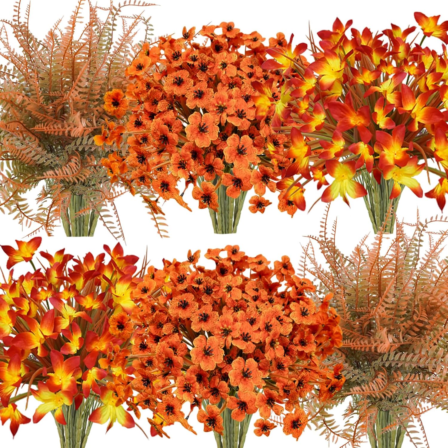 64Pcs Fall Flowers Outdoor Faux Plants for Autumn Decoration
