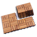 Acacia Wood Interlocking Deck Tiles 9 pcs 16 Slats - Patio Decking