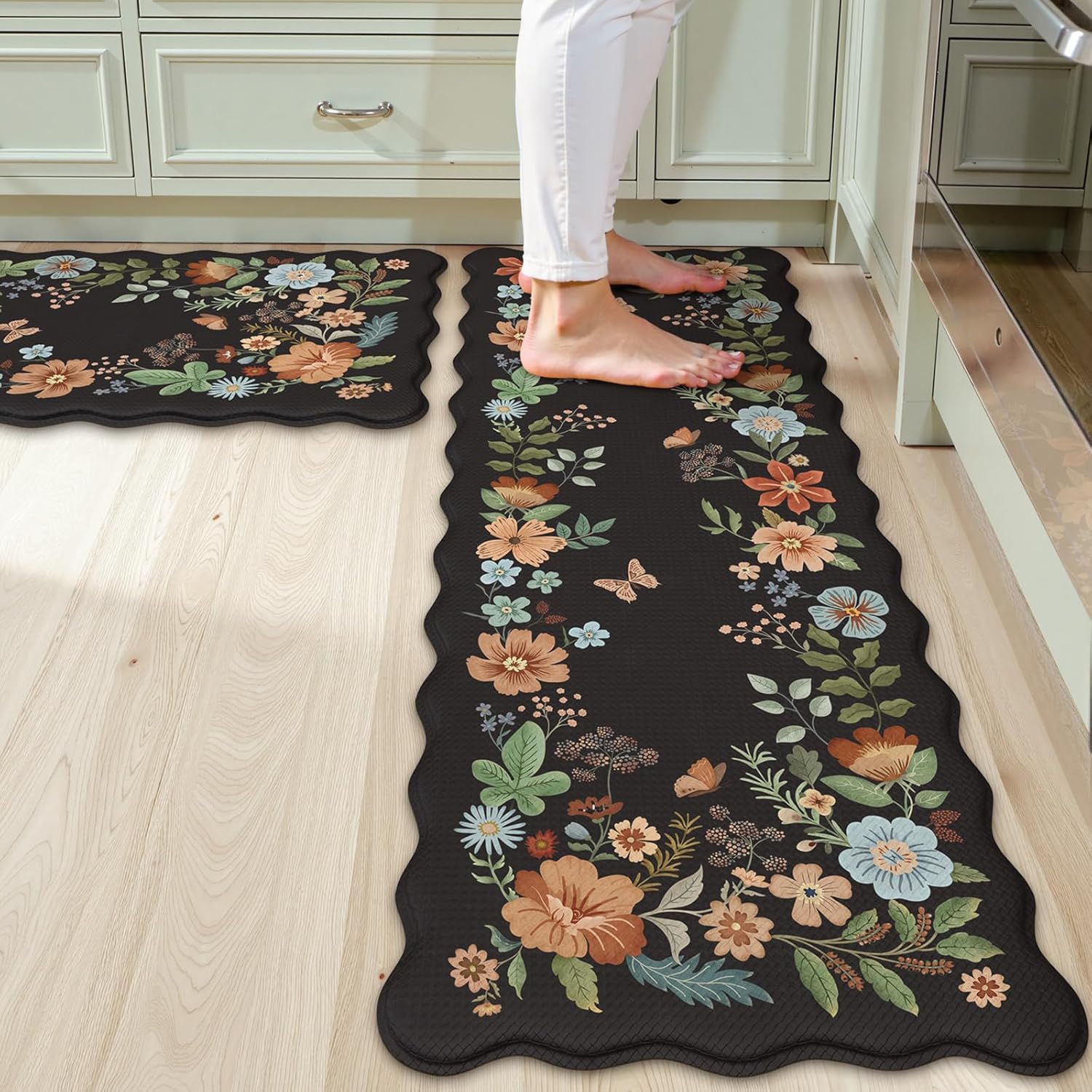 Collive Kitchen Mats for Floor 2PCS, Stylish Anti Fatigue Rugs