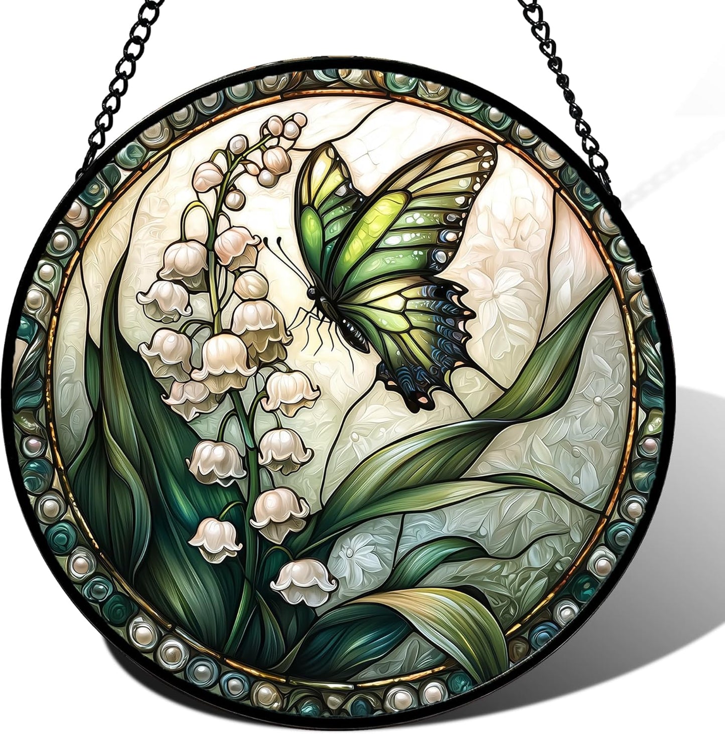 Stained Glass Window Hanging, Vibrant Butterfly Suncatcher