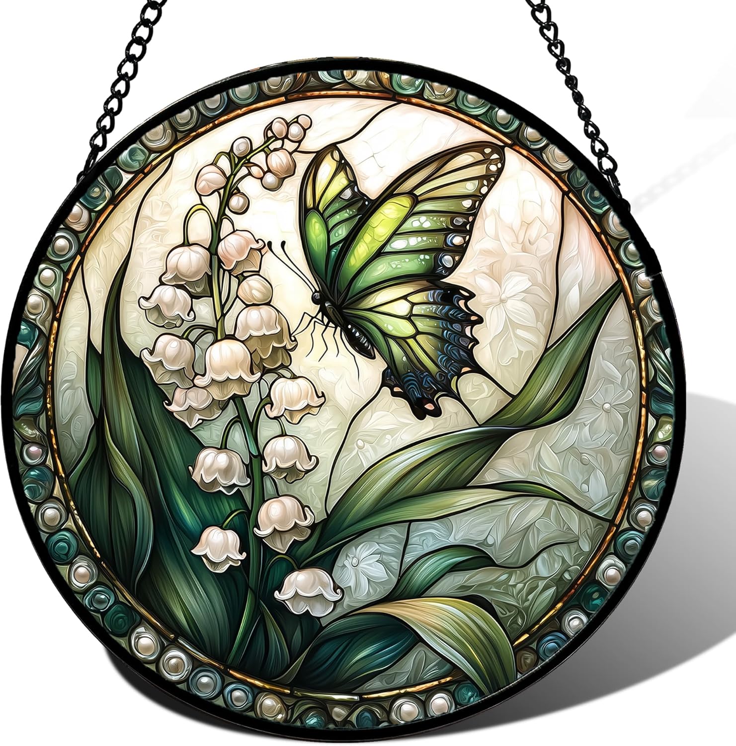 Stained Glass Window Hanging, Vibrant Butterfly Suncatcher