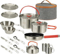 16-Piece Stainless Steel Camping Cookware Set: Compact & Complete