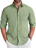 Men's Long Sleeve Button Down Shirt Untucked Dress Shirt - Wrinkle