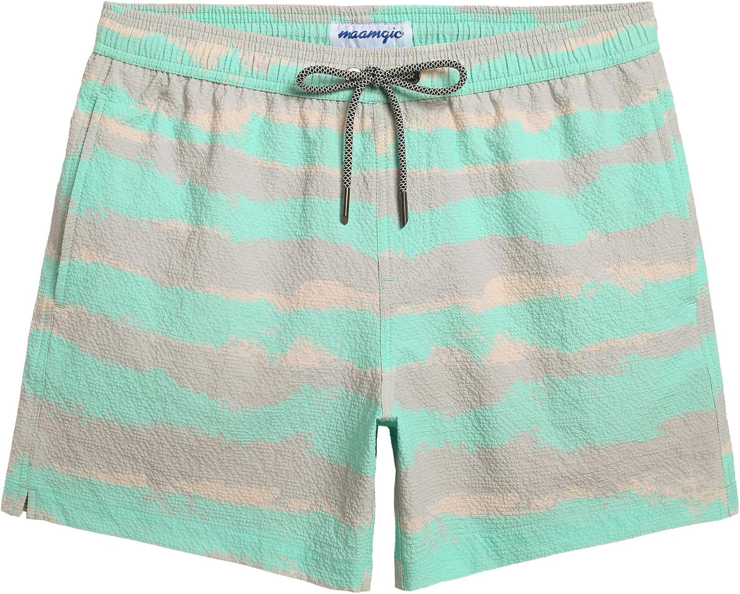 maamgic Men's Swim Trunks Quick Dry Seersucker Beach Shorts