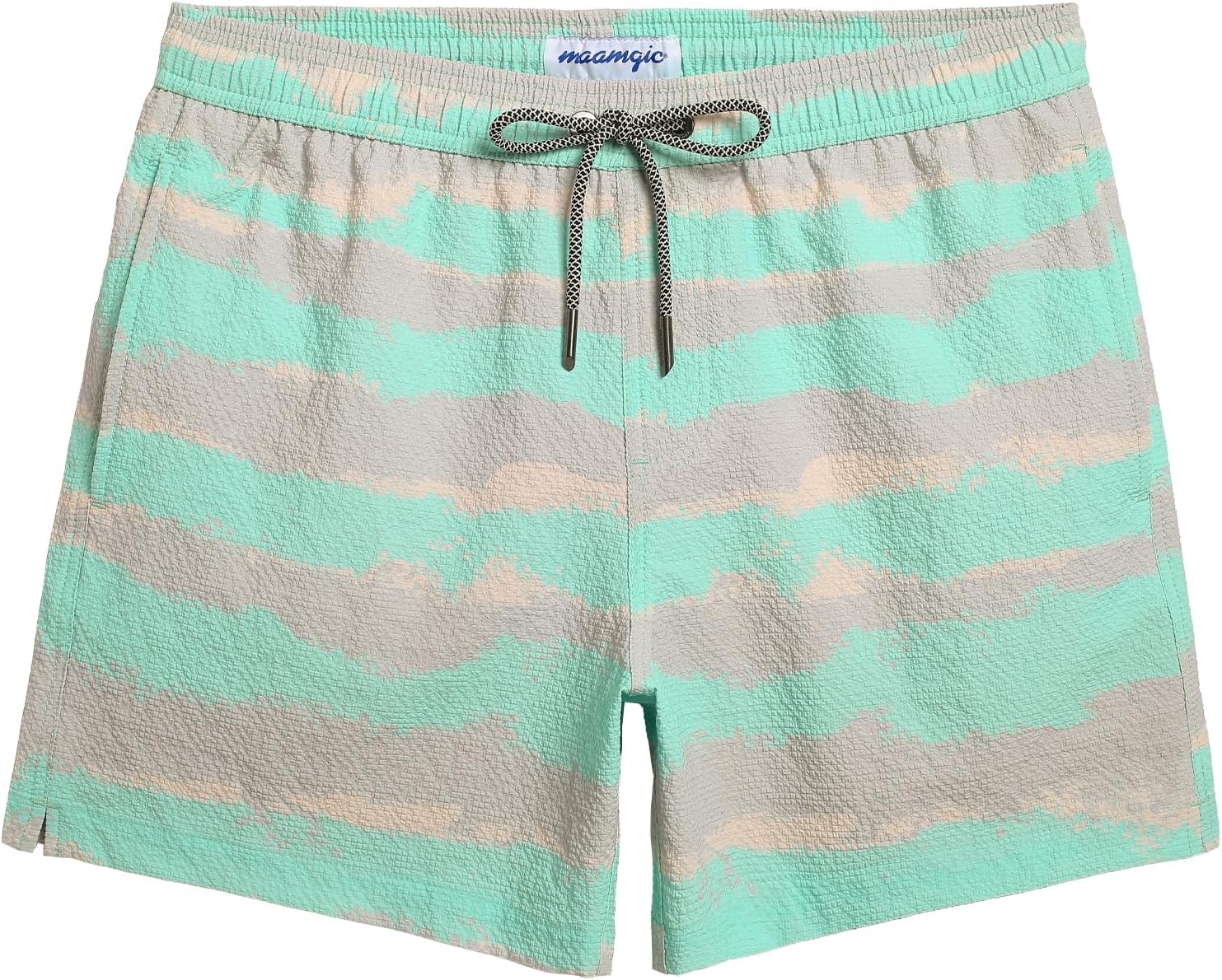 maamgic Men's Swim Trunks Quick Dry Seersucker Beach Shorts
