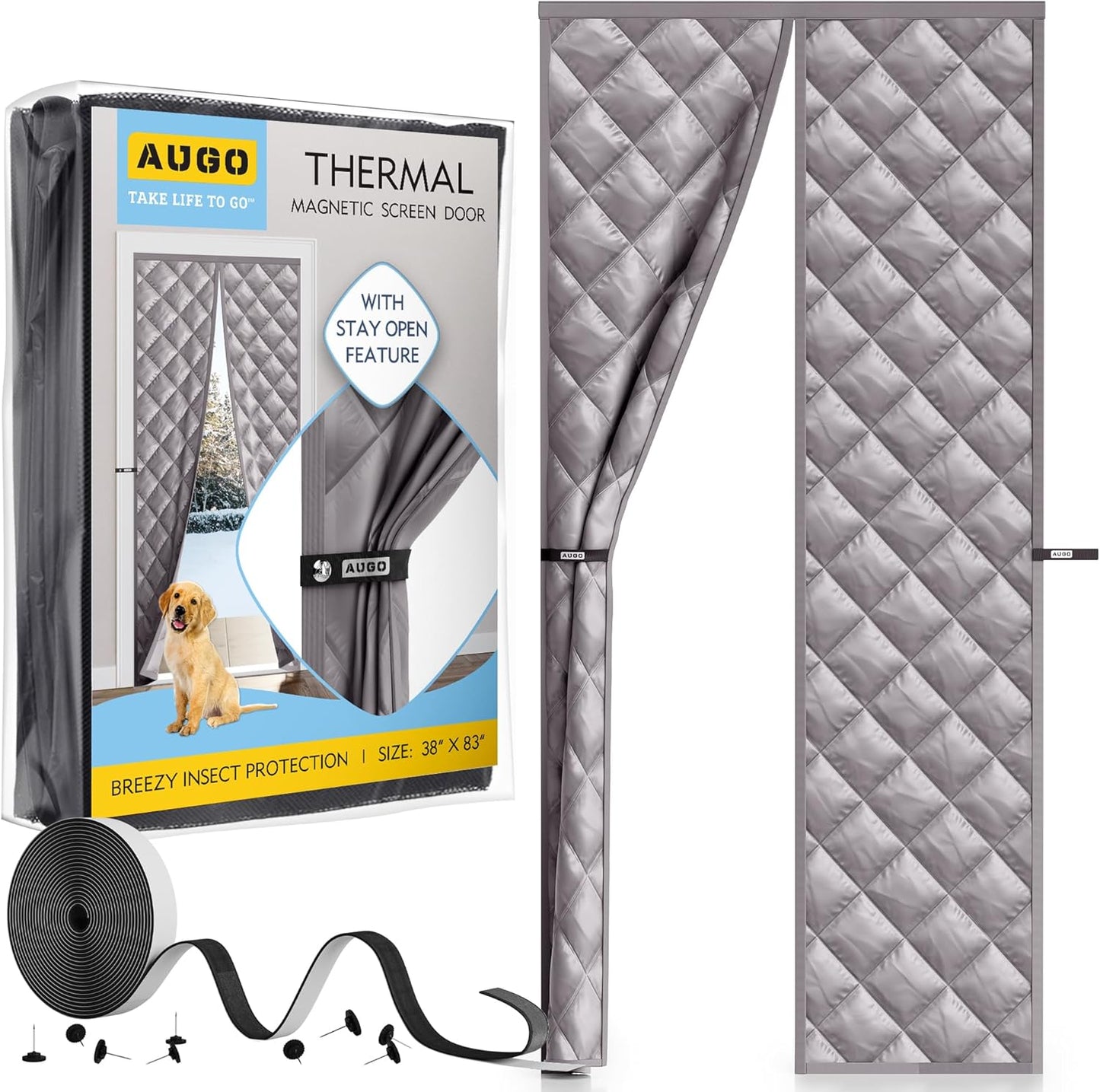 AUGO Magnetic Thermal Door Curtain for Winter Insulation