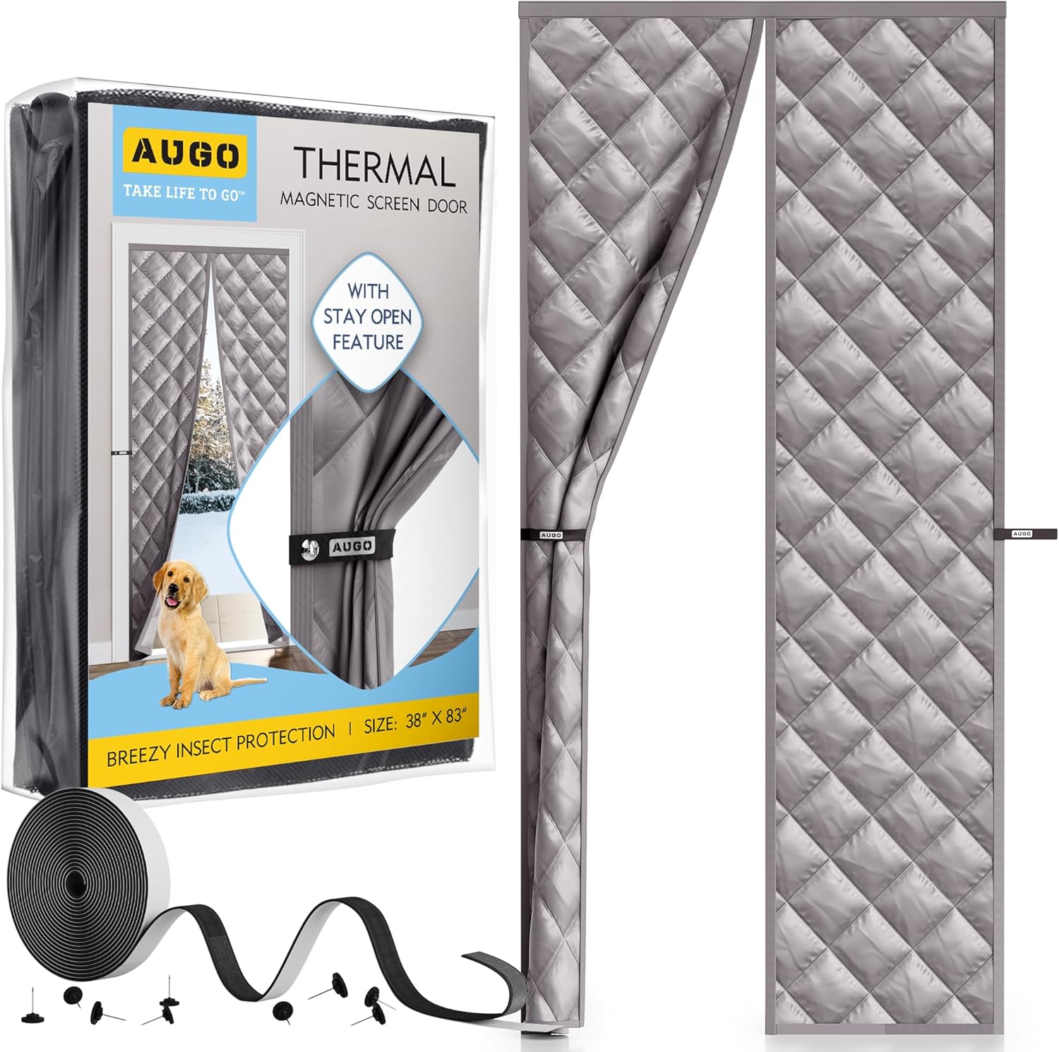 AUGO Magnetic Thermal Door Curtain for Winter Insulation