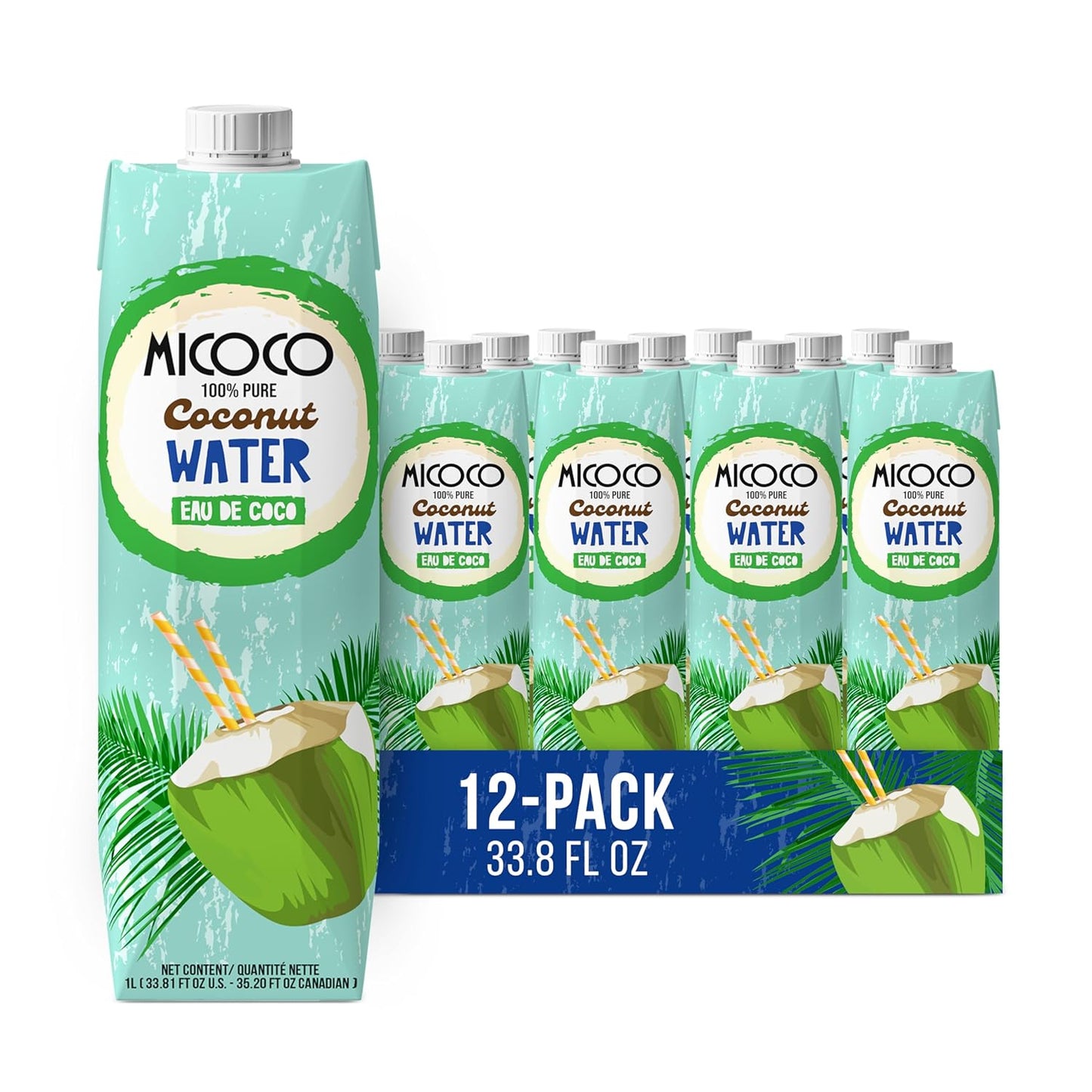 MICOCO Coconut Water Pack of 12, Pure Hydration Without Sugar