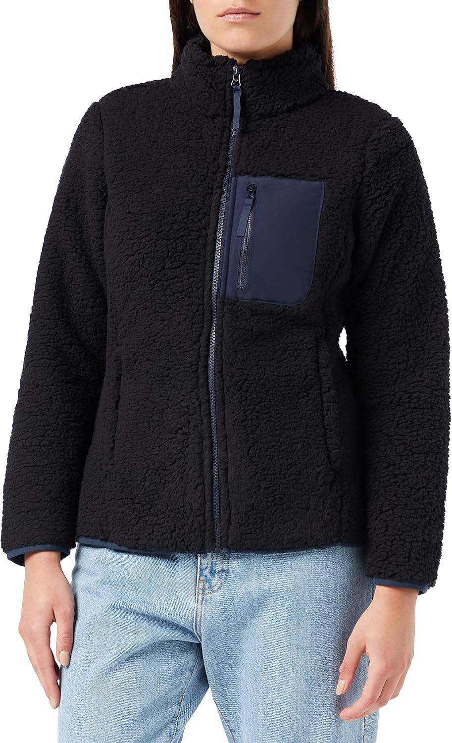 Sherpa Long-Sleeve Mock Neck Full-Zip Jacket for Women