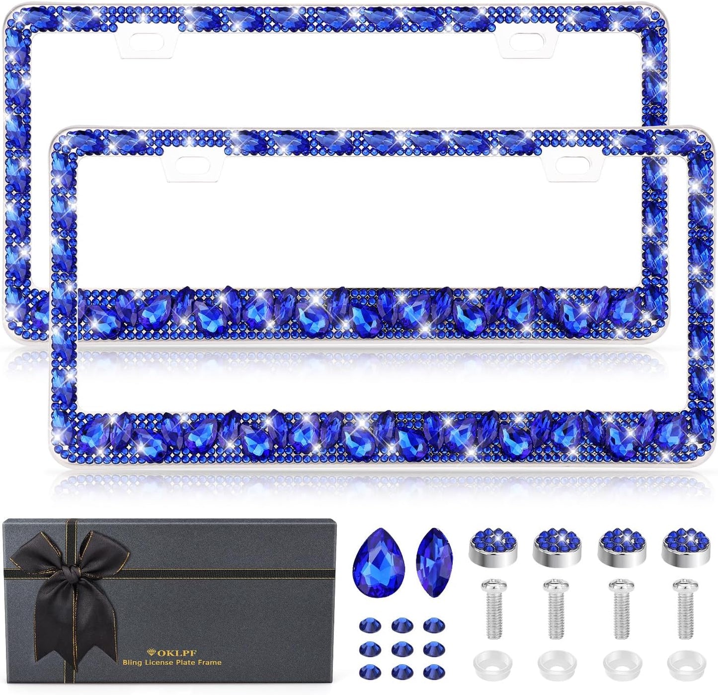 OKLPF Rhinestone Bling License Plate Frame for Women - Sparkle