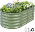 Galvanized Raised Garden Bed 4x2x1.4ft - Durable Oval Metal Planter