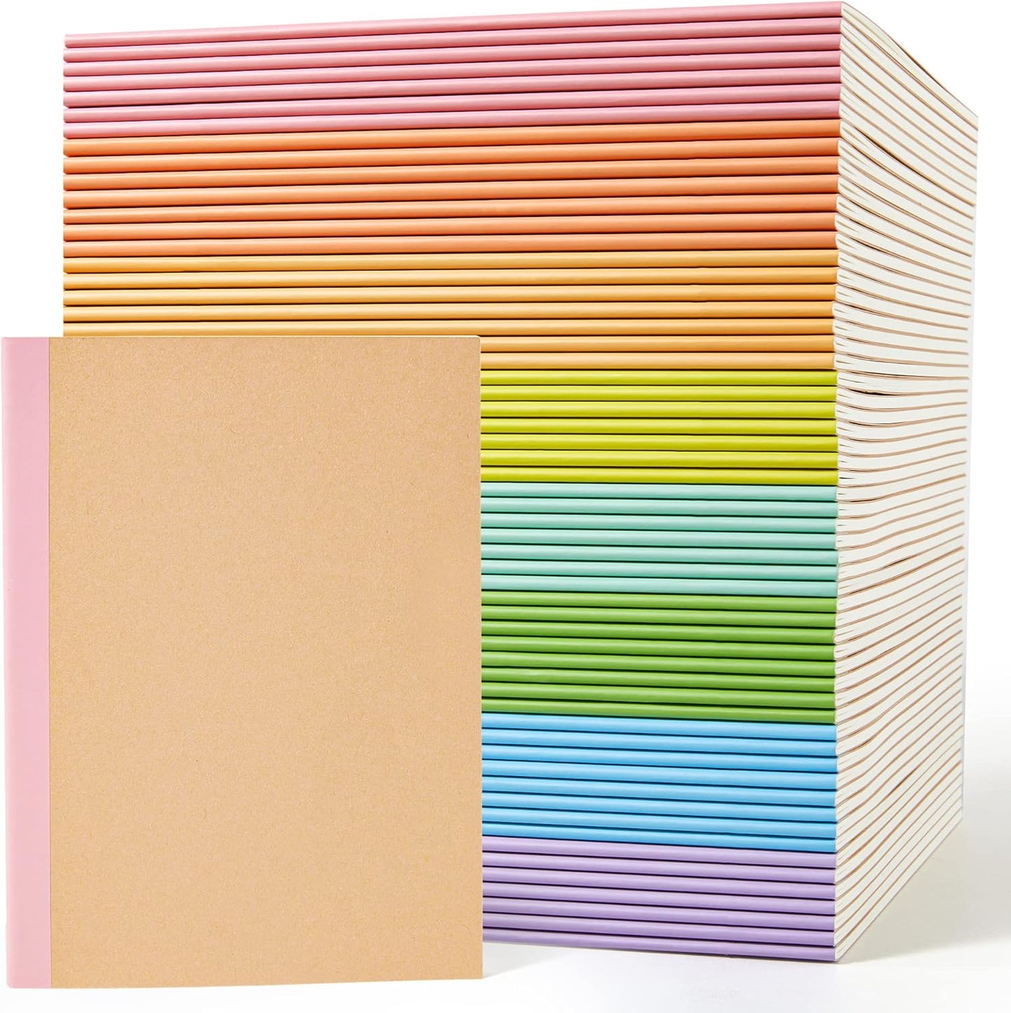 feela 56-Pack Kraft College Ruled Journals - Rainbow Spines