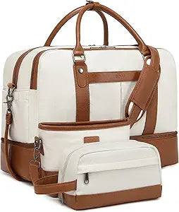 BOVIP Weekender Bag Set: Large Canvas Travel Duffel for Women