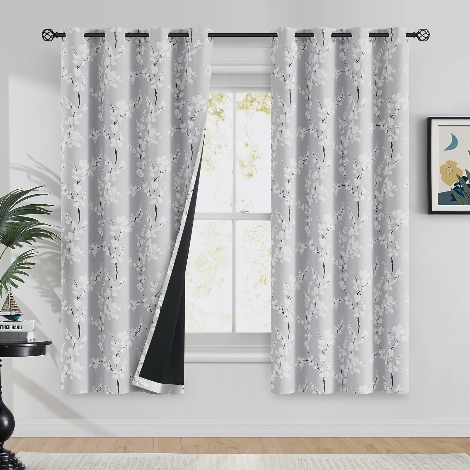 FMFUNCTEX 100% Blackout Floral Curtains for Cozy Bedrooms