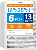 LotFancy 16x25x1 Air Filter MERV 13 (6-Pack) - Pet & Smoke Defense