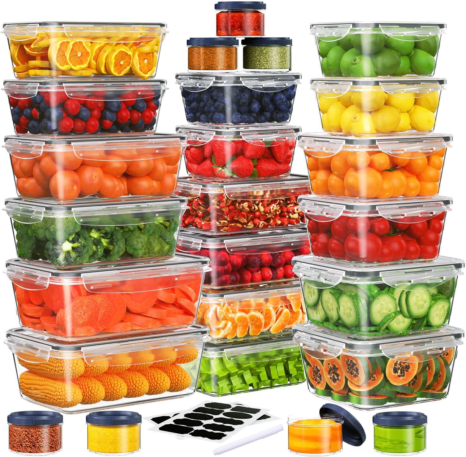 50 PCS Food Storage Containers Set for Kitchen Organization