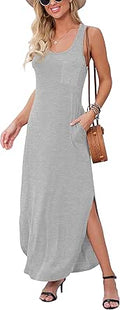 GRECERELLE Women's Sleeveless Summer Maxi Dress with Pocket