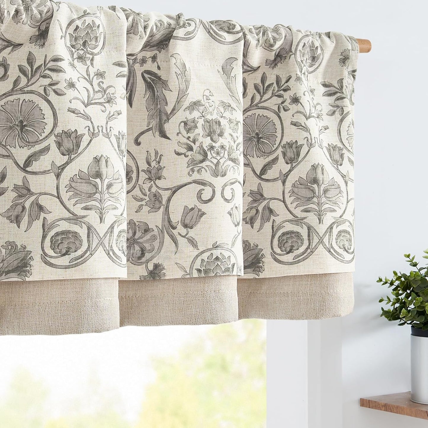 Linen Valance Kitchen Curtain Pack of 2 for Vintage Style Windows