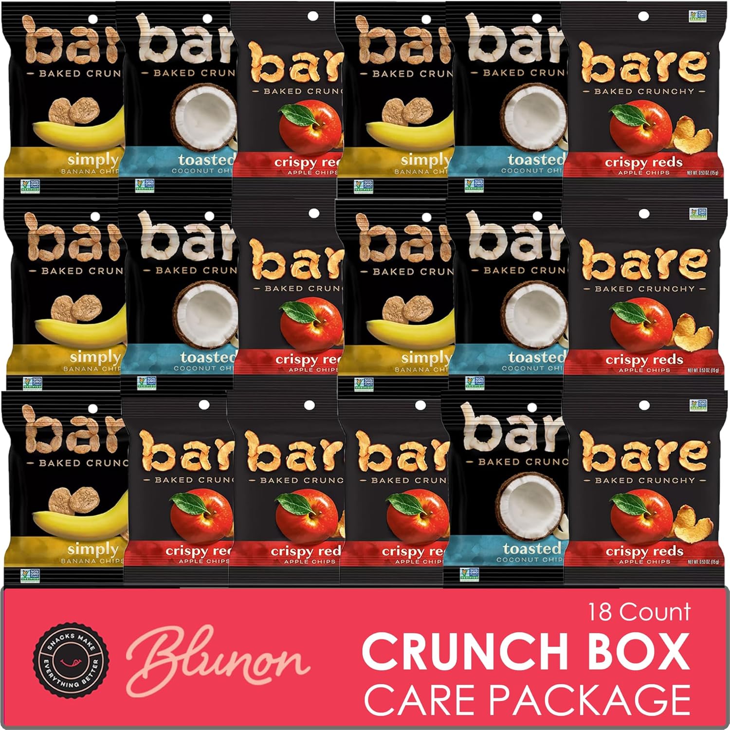 Bare Chips Variety Pack - Delicious Apple, Banana, Coconut Snacks