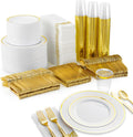 700 Piece Dinnerware Set for 100 Guests - Elegant Gold-Rim Party Set