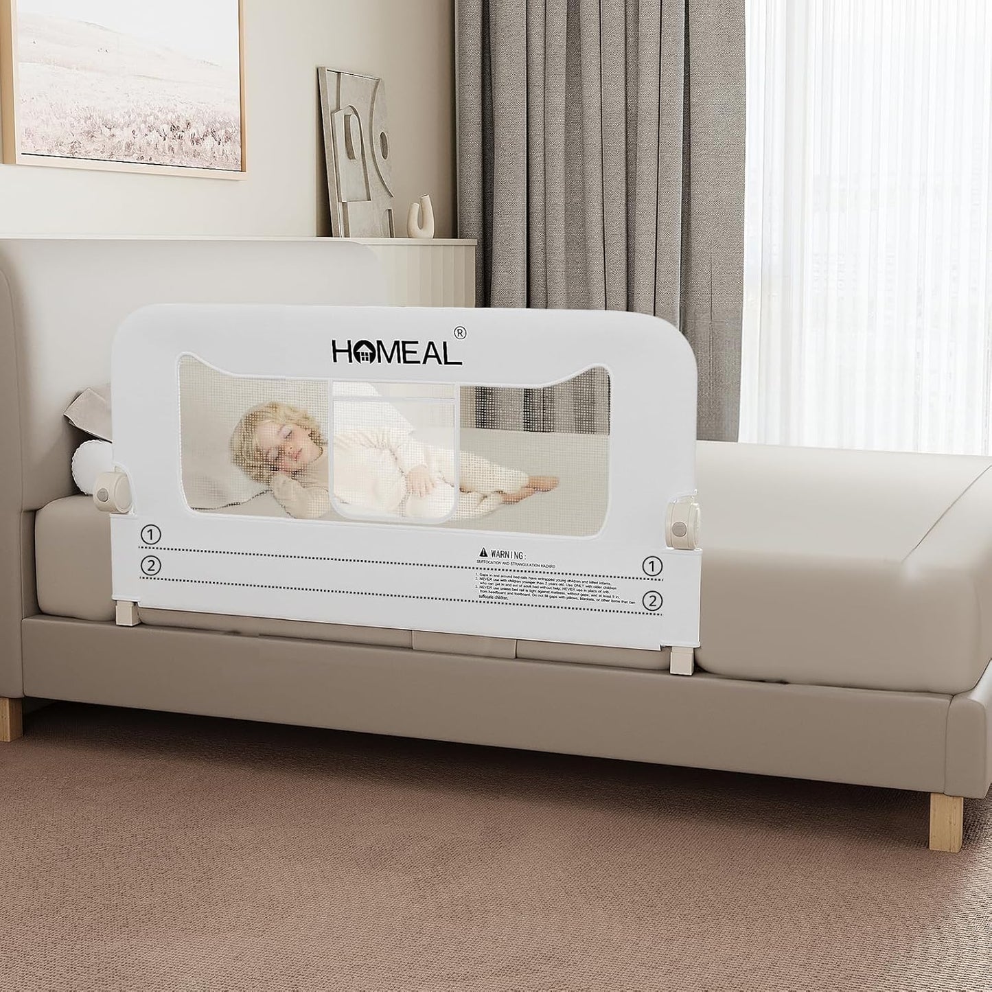 HOMEAL Bed Rail for Toddlers - Safe and Foldable Design