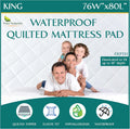 King Size Quilted Mattress Pad - Fitted Waterproof Mattress Protector