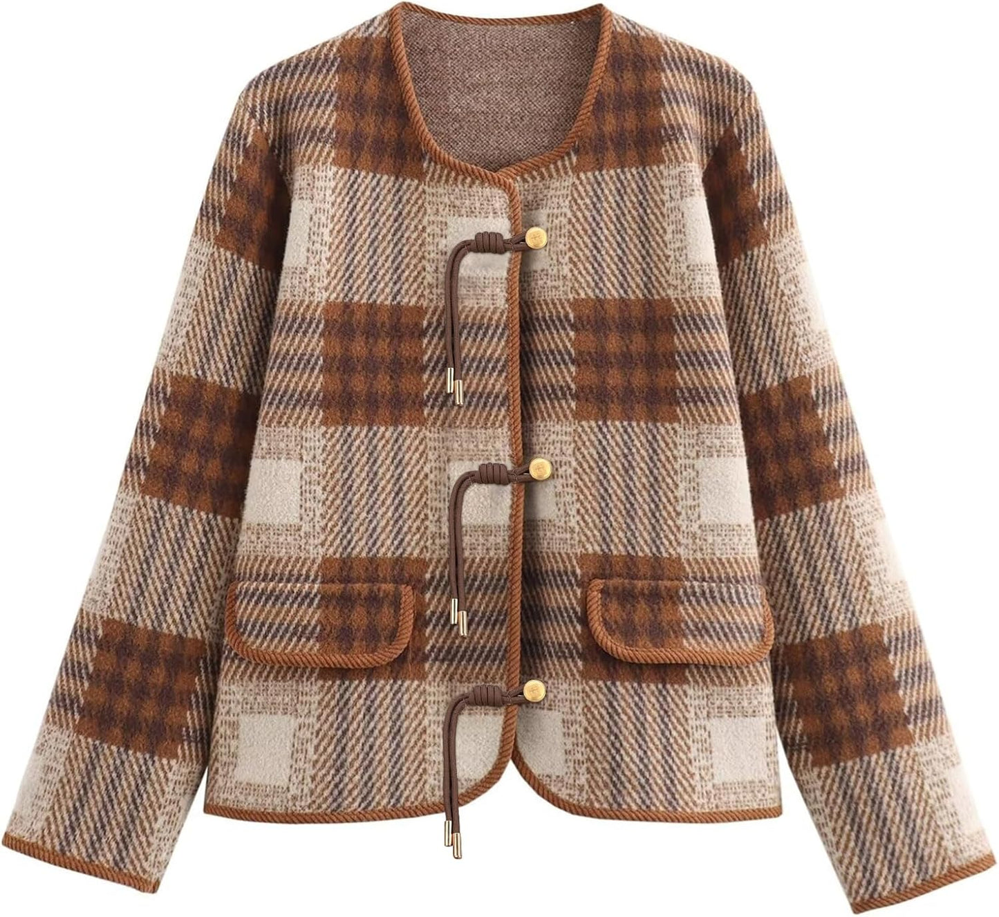 HOULENGS Women's Vintage Button Down Cardigan Sweater for Fall