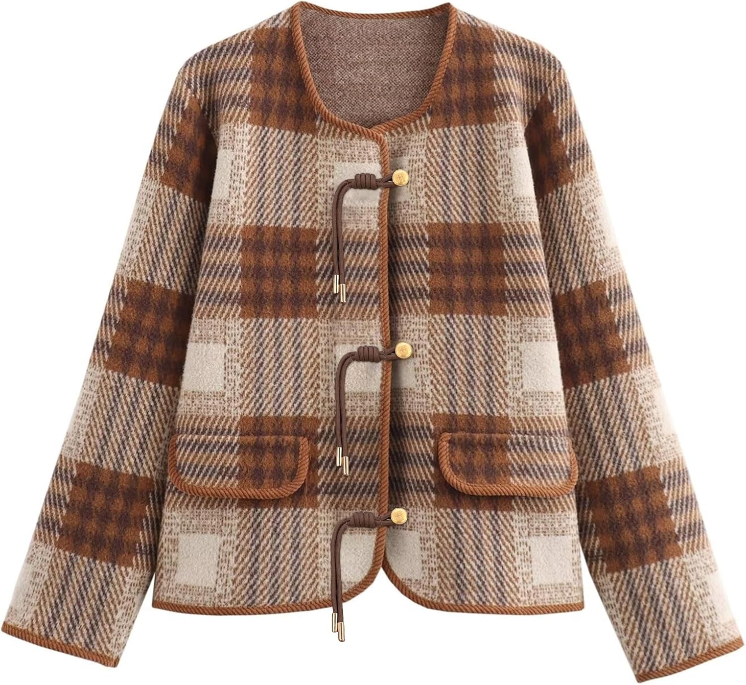 HOULENGS Women's Vintage Button Down Cardigan Sweater for Fall