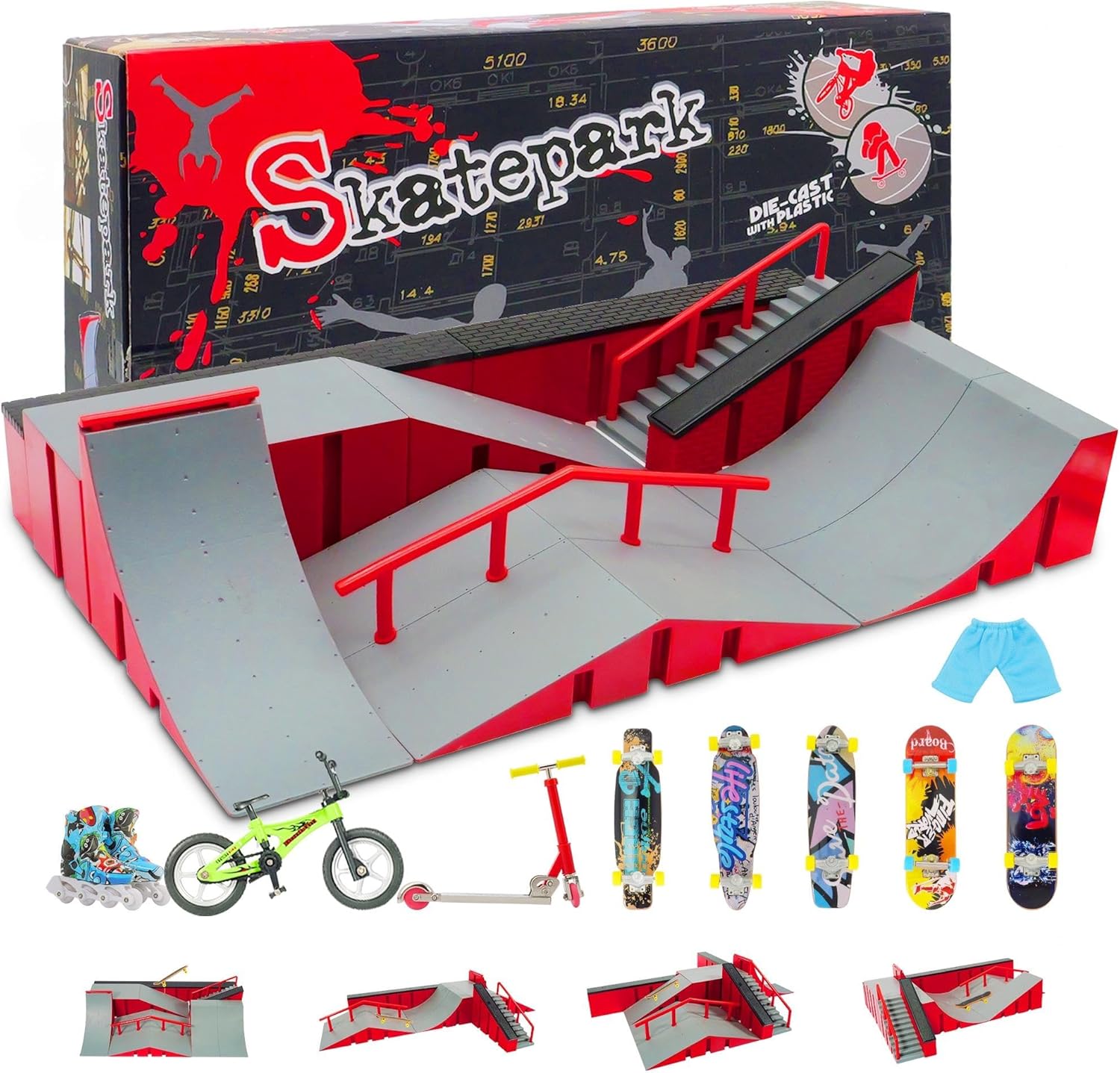 Finger Skateboard Park Kits - 9 in 1 Fun for Kids and Teens