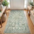 Vintage 3x5 Washable Rug for Entryway - Soft Sage Beige Floral