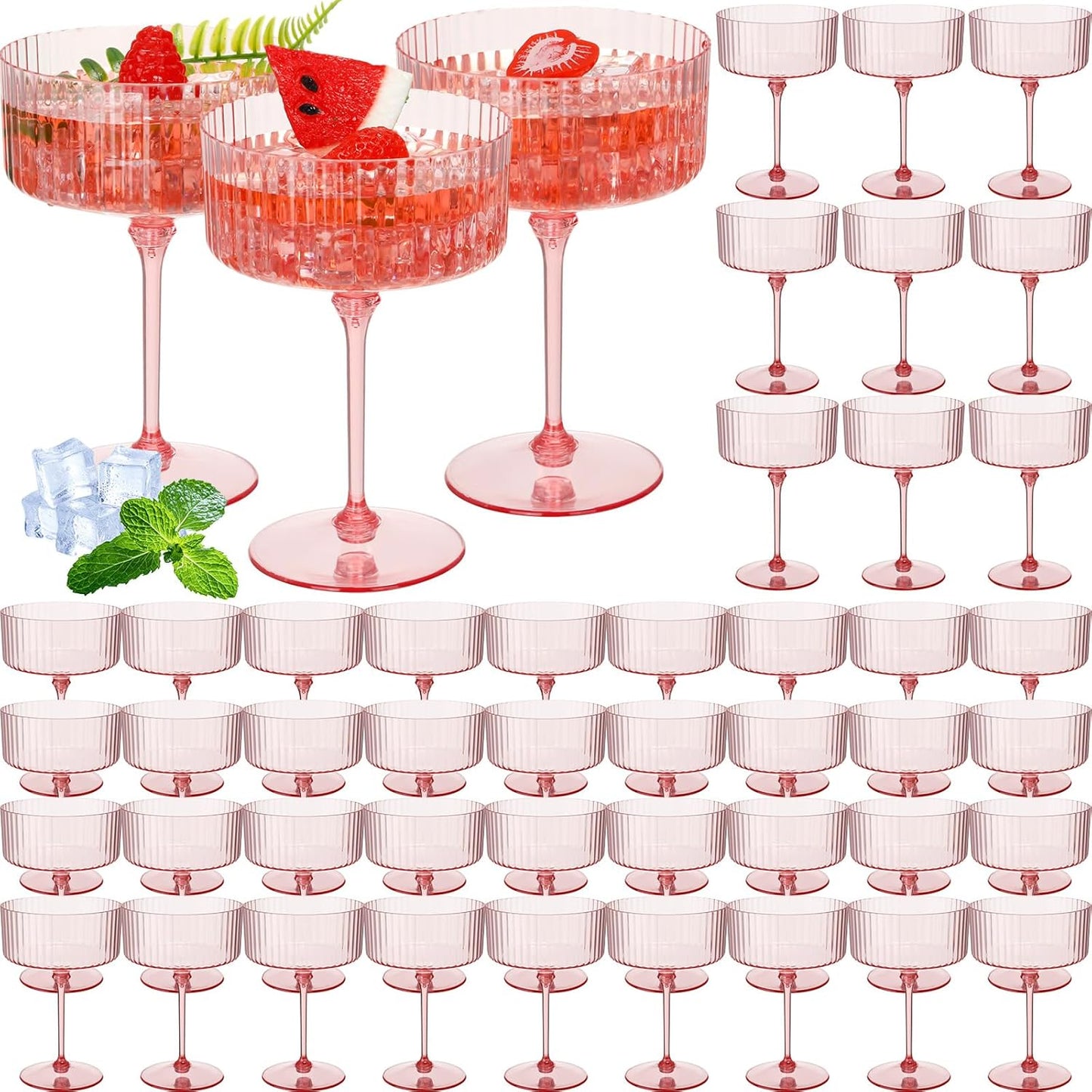 48 Pcs Ribbed Martini Glasses for Stylish Party Supplies