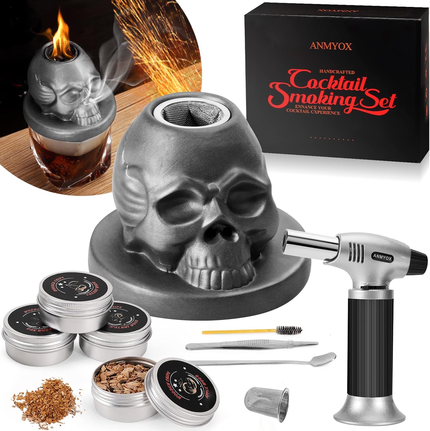 Skull Whiskey Smoker Kit - Unique Gift Set for Him!