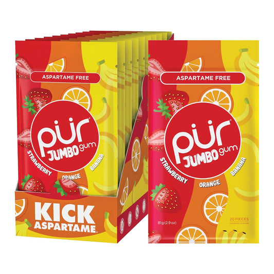 PUR Jumbo Gum - Natural Strawberry, Banana, Orange Flavor