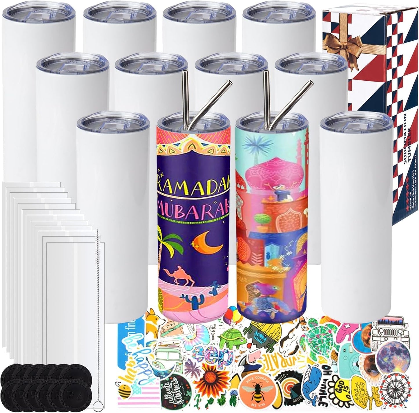 12 Pack 20 oz Sublimation Tumblers for DIY Projects and Gifts