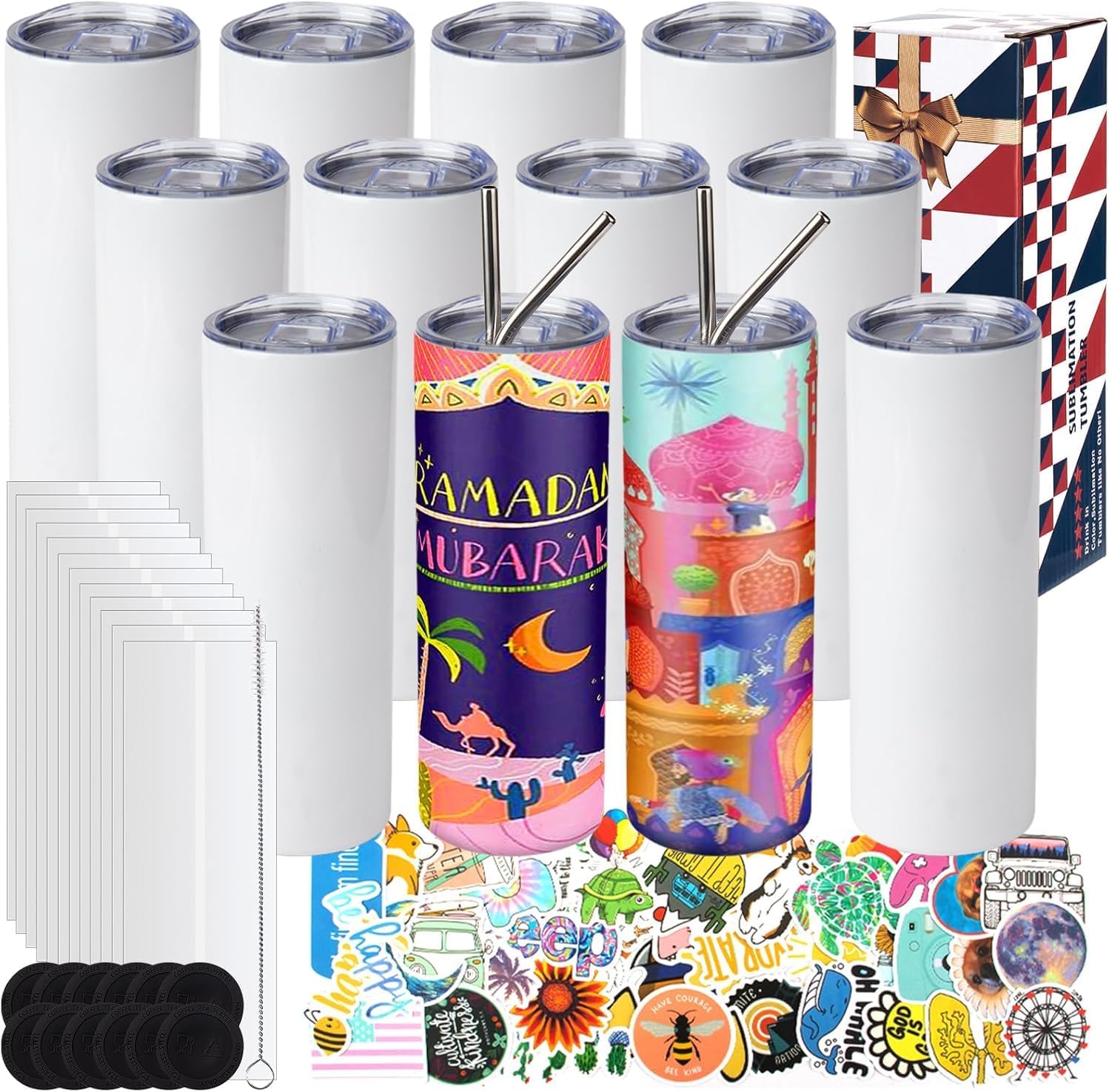 12 Pack 20 oz Sublimation Tumblers for DIY Projects and Gifts