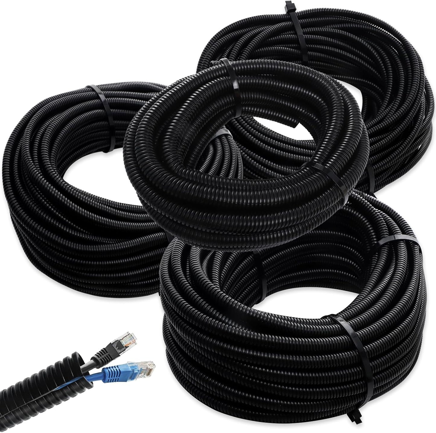 Split Wire Loom Tubing for Electric Wires Covers - 30 ft Rolls