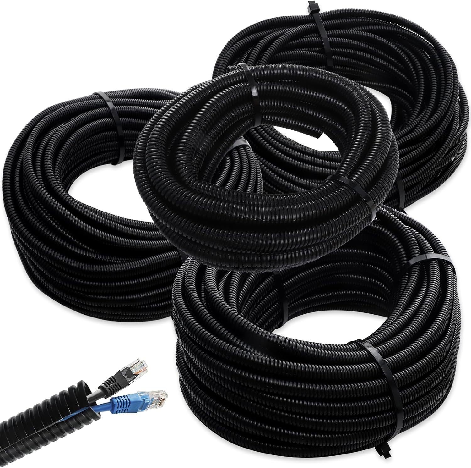 Split Wire Loom Tubing for Electric Wires Covers - 30 ft Rolls