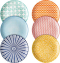 Selamica 8 in Porcelain Dinner Plates Set of 6 - Colorful, Microwave