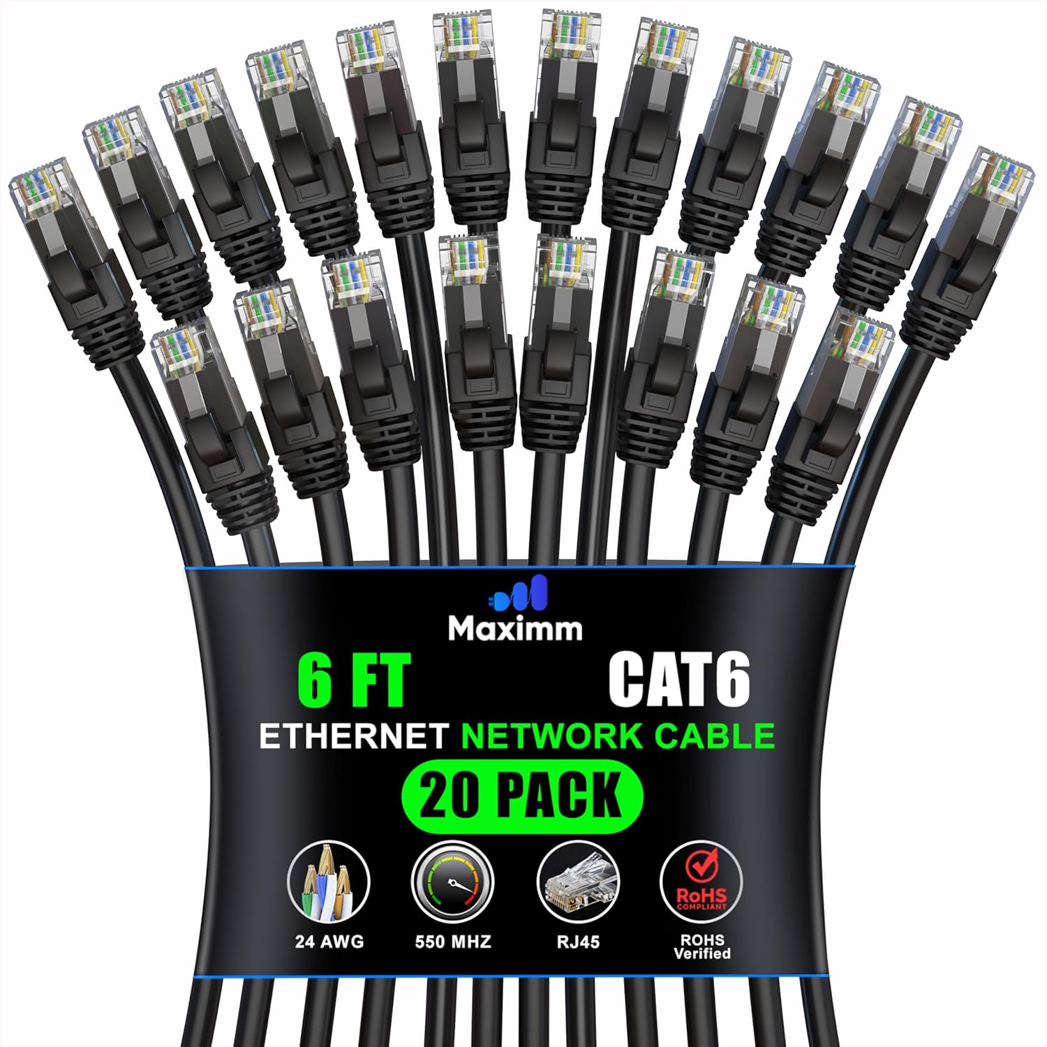 Maximm Cat 6 Ethernet Cable 6 ft - High-Speed Network Solution