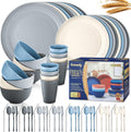 Wheat Straw Dinnerware Set 64-Piece for 8 - Unbreakable Seaside
