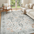 6x9 Area Rug for Living Room - Washable Low Pile Vintage Rug