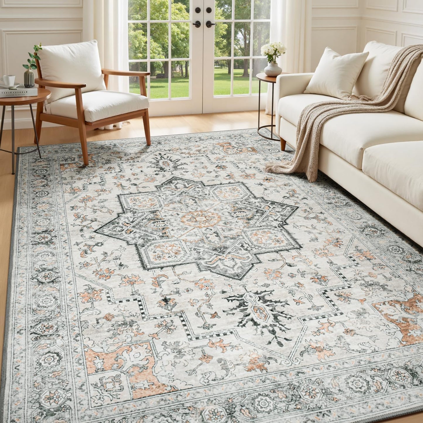 6x9 Washable Area Rugs for Living Room, Soft Vintage Carpet