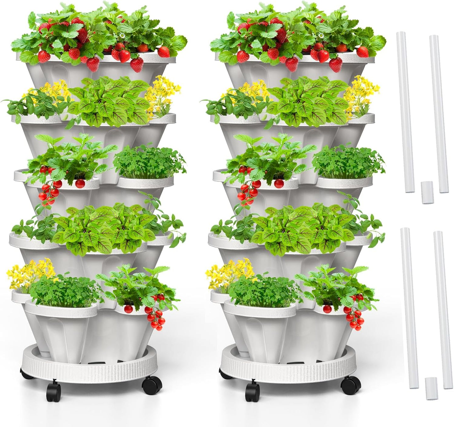 Strawberry Vertical Planter - 5 Tier Stacking Garden Tower