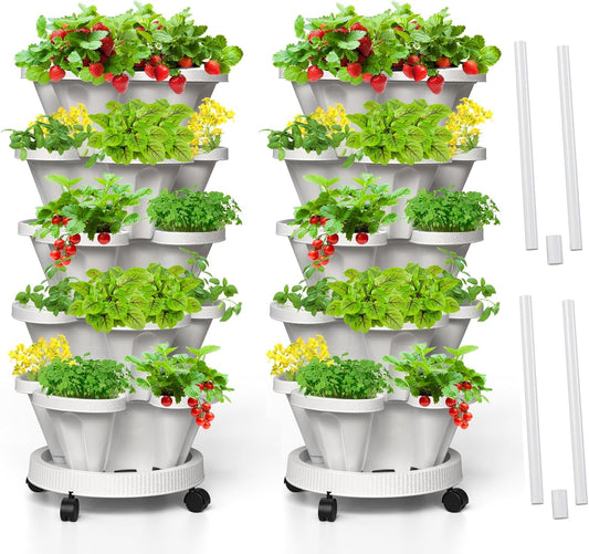 Strawberry Vertical Planter - 5 Tier Stacking Garden Tower