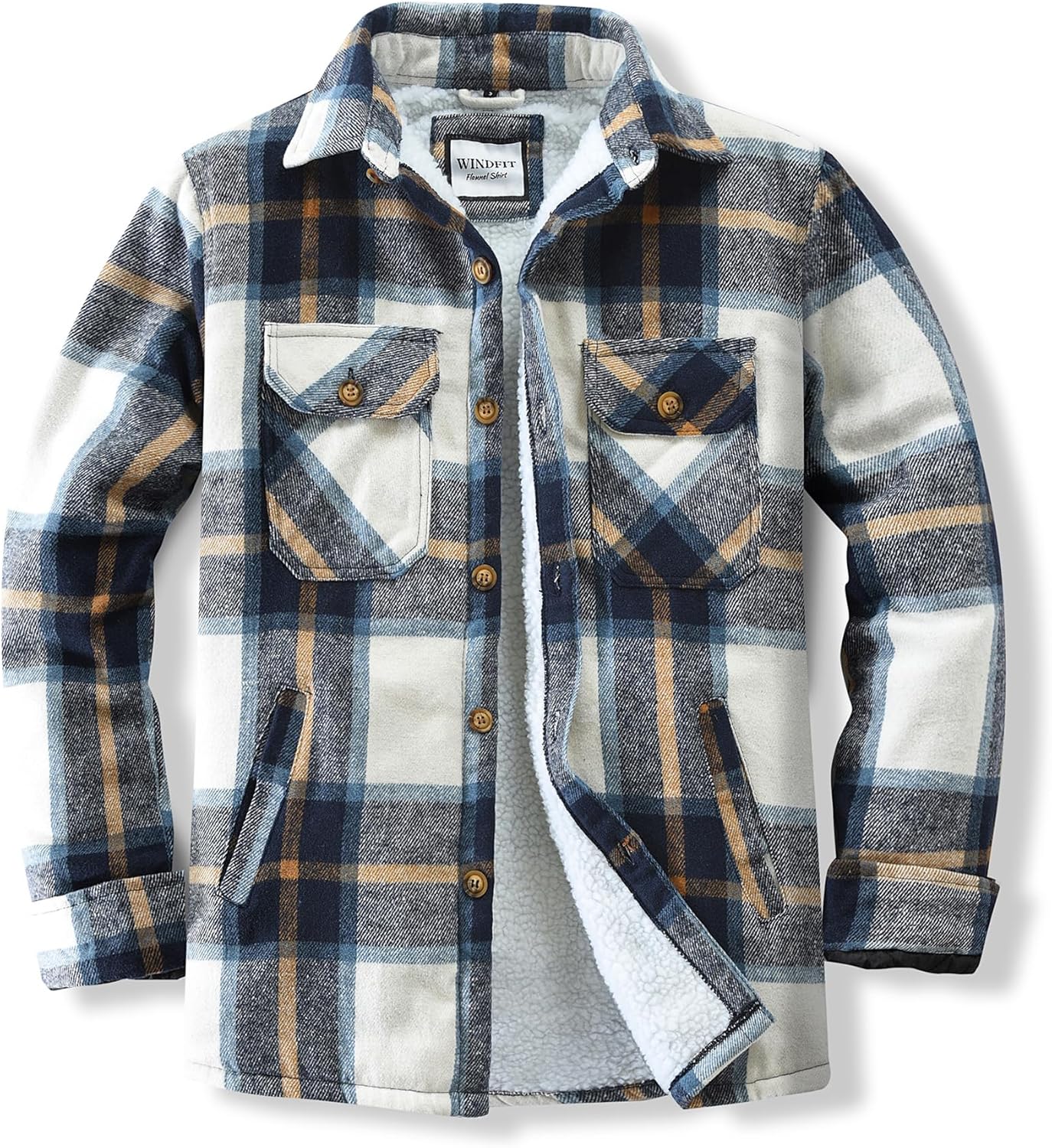 Men's Cotton Sherpa Lined Flannel Shirt Jacket for Outdoor Use